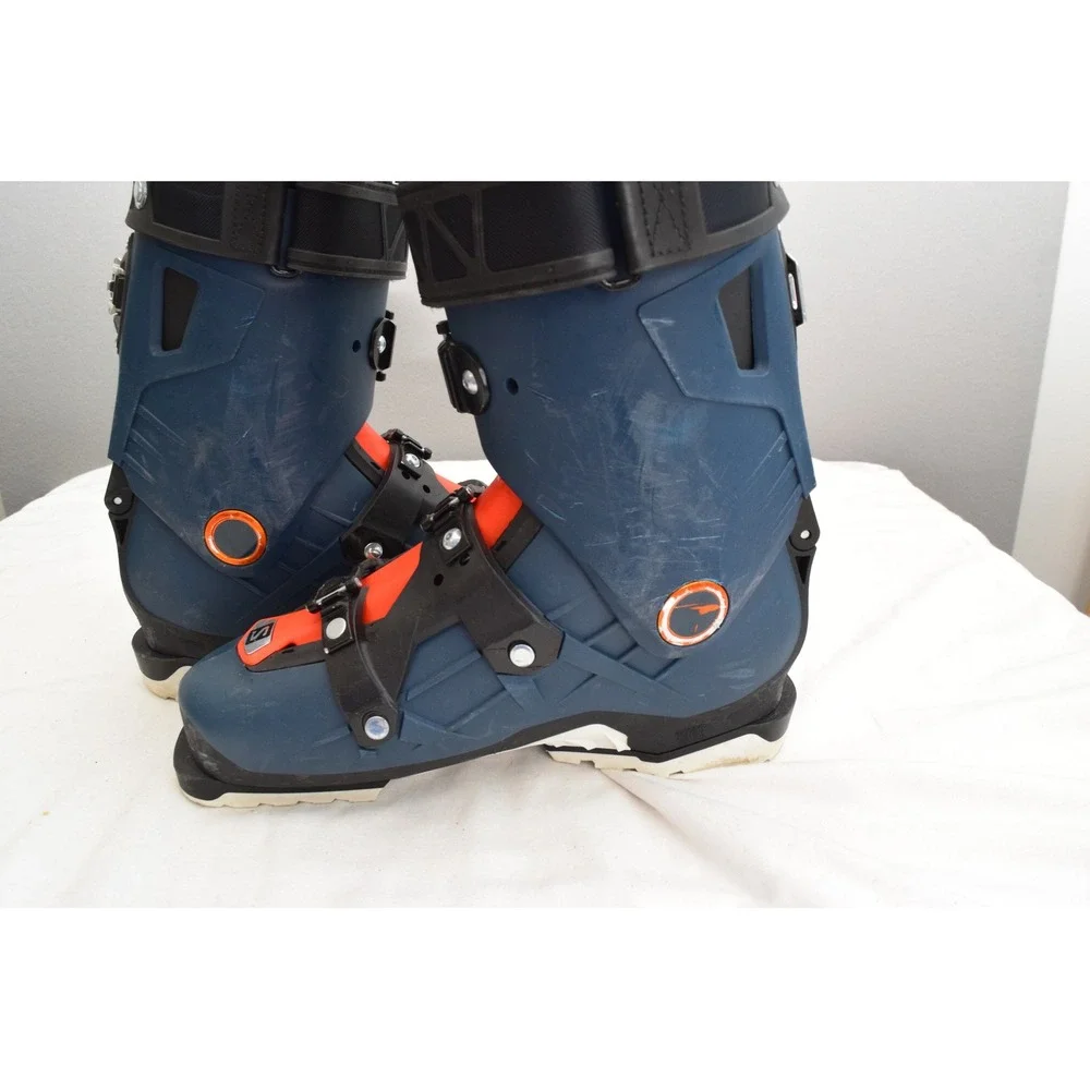Salomon QST Pro 120 Ski Boots 26.5 Blue Orange Custom Shell Alpine Mens Touring